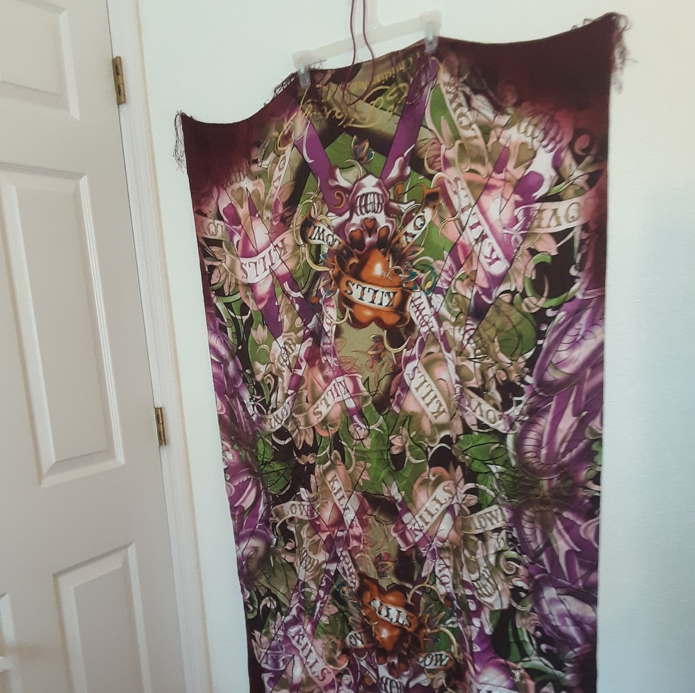 Ed Hardy by Christian Audigier scarf large burgund